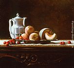 Still Life with Cherries, Peaches, and Melon by Maureen Hyde